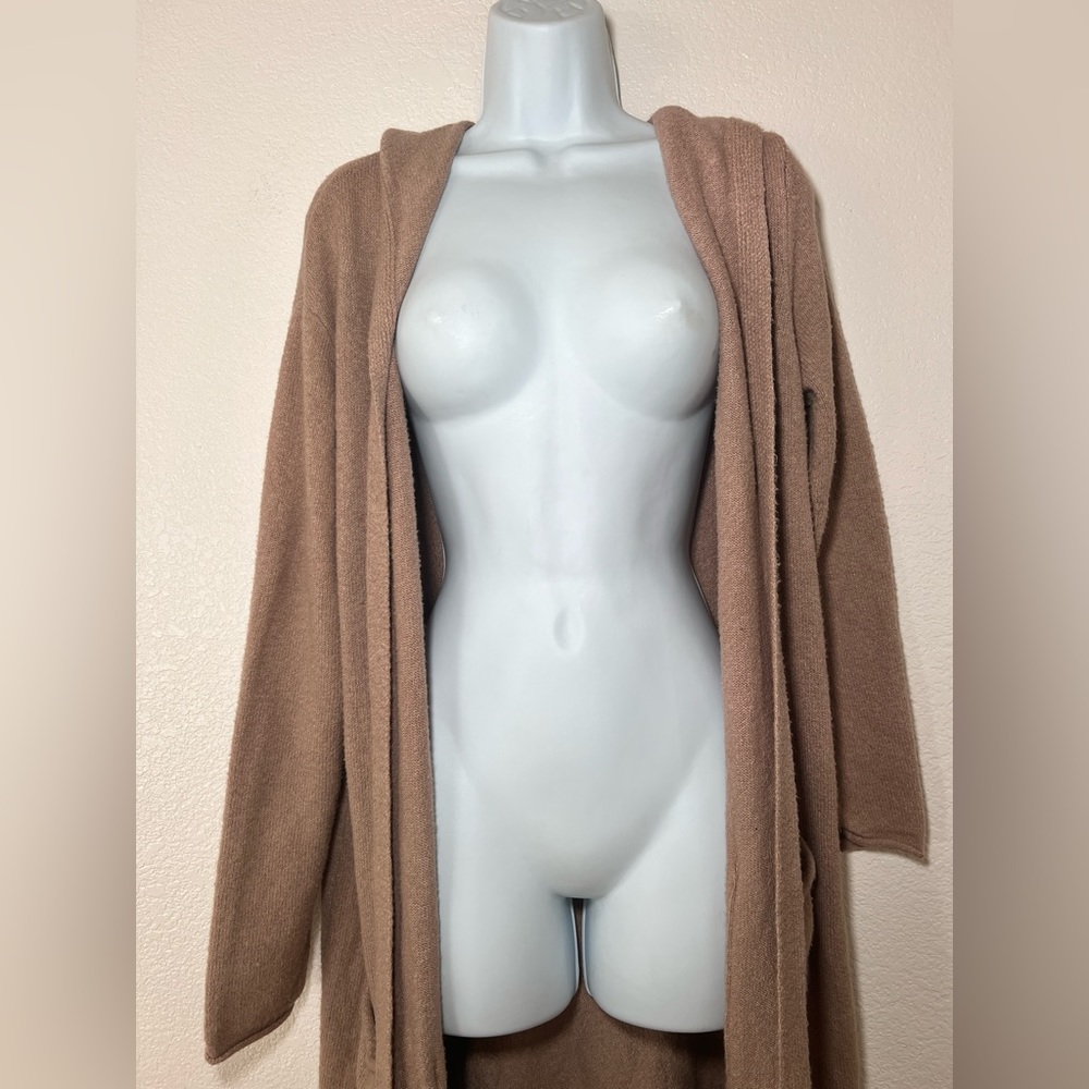 LONDON  KAYE CREAM SOFT MIDI HOODIE CARDIGAN M